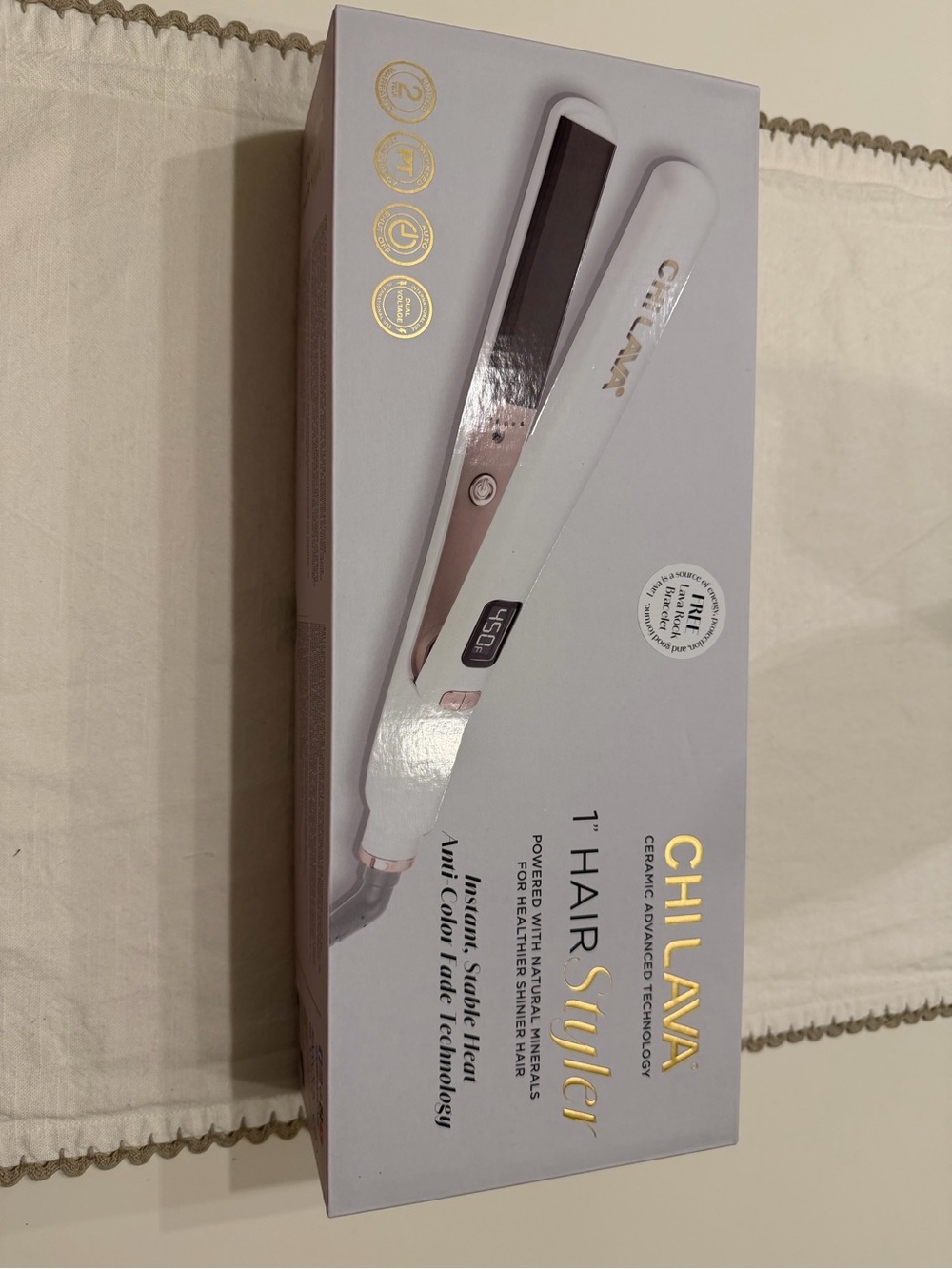 NEW CHI LAVA 1” Hair Styler Flat Iron White Rose Gold